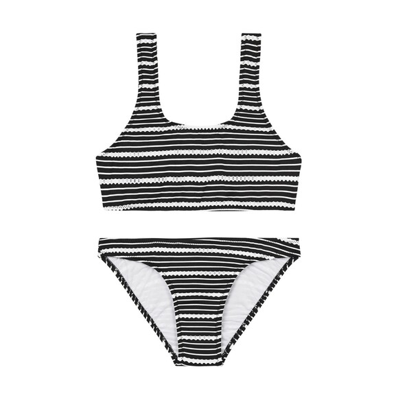 NWT Seafolly Kids Tahitian Skies 80's Tankini Set Girl's8 Black WHite